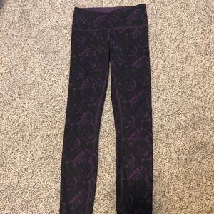 Lululemon Wunder Under Pant Black Purple Patterned